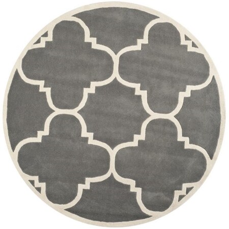 Safavieh Chatham Hand Tufted Round Rug- Dark Grey - Ivory- 5 x 5 ft. CHT730D-5R